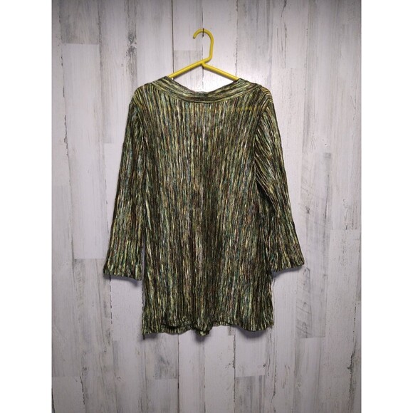 Vejaiz Designs Women’s Large Boat Neck 3/4 Sleeve Green Ripple Knit Top Art - Picture 6 of 7